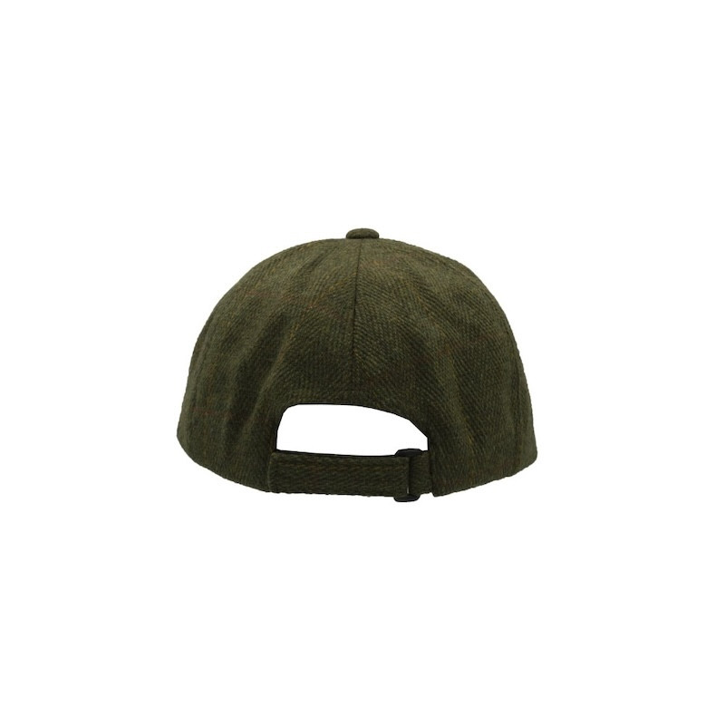 Made in UK Tweed Baseball Cap with Leather Peak One-Size Colour Dark Sage